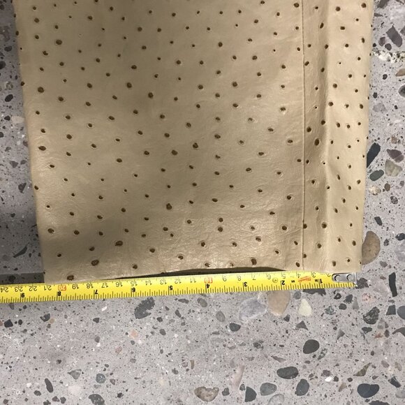 DANA BUCHMAN Woman Lambskin Leather Tan Ostrich Print Pants Size 18 Lined NWOT - Picture 10 of 13